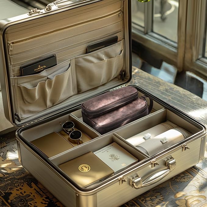 Toiletry Bag for Men, Travel Essentials Travel Toiletry Bag, Water-Resistant Compact Bathroom Roll Organizer for Hygiene, Shaving kit, Gifts for men (7 Dark Brown(PU Leather))