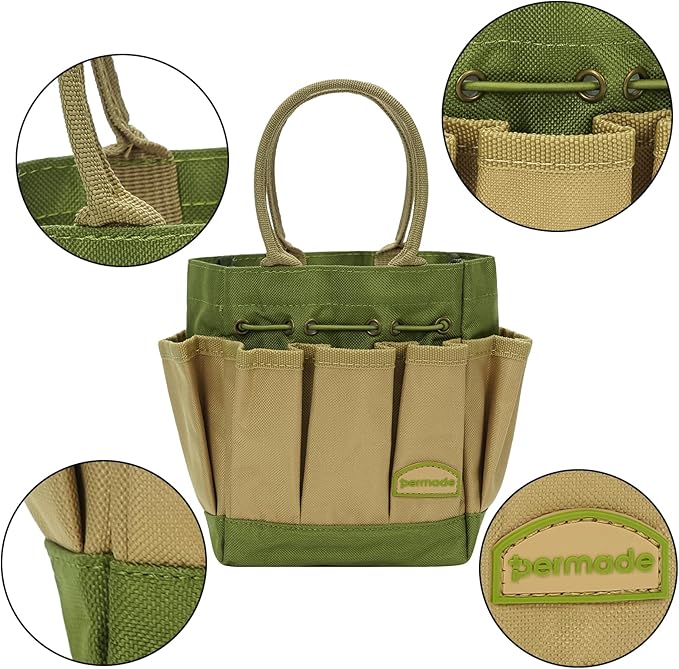 Succulent Tools Kit with Organizer Bag- 13Pcs Indoor Gardening Tools |Mini Succulent Hand Tools with Tote, Succulent Transplanting Supplies, Present for Gardeners Plant Care (Green)