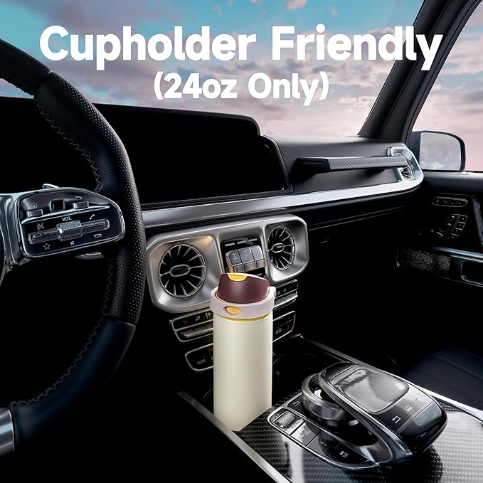 24 oz Insulated Water Bottle with Straw: Meoky Stainless Steel Metal Water Bottle with 2-in-1 Lid - Leak Proof, Cold for 24 Hours, Protective Silicone Base, BPA-Free for Sports Travel Car, Linen