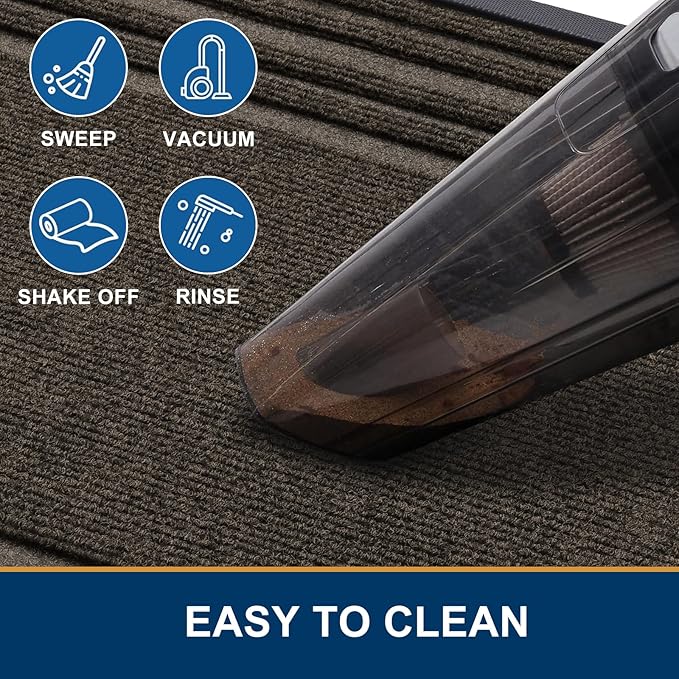 Buganda Front Door Mat Indoor Outdoor Entrance, Non-Slip Natural Rubber Doormats, Easy Clean, Low Profile, Dirt Trapper Entryway Floor Mats for Outside, Garages and Patios, 59x23, Brown