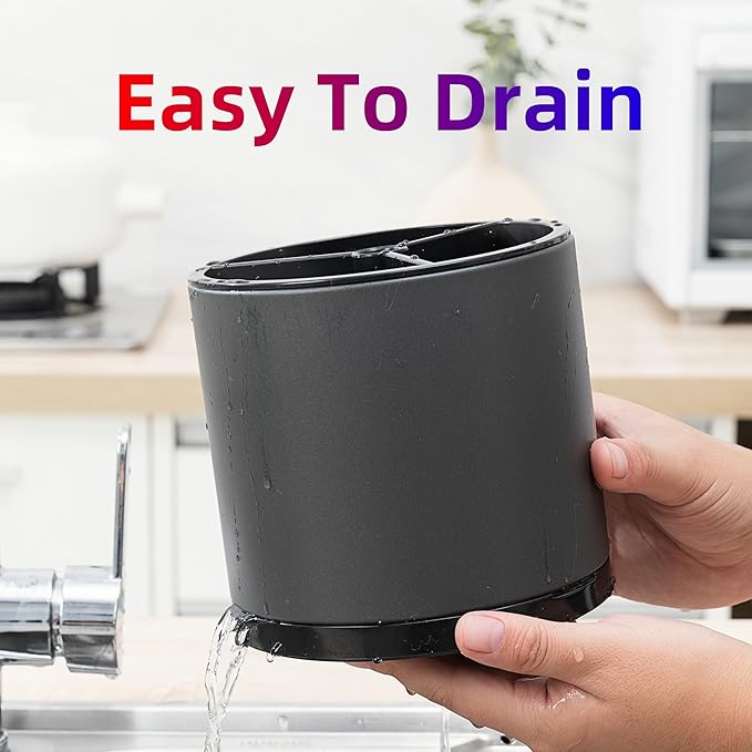 Utensil Holder, 360° Rotating Kitchen Utensil Holder For Counter, Cooking Silverware Organizer Stainless Steel Caddy Flatware Spoon Spatula Tool Cutlery Container