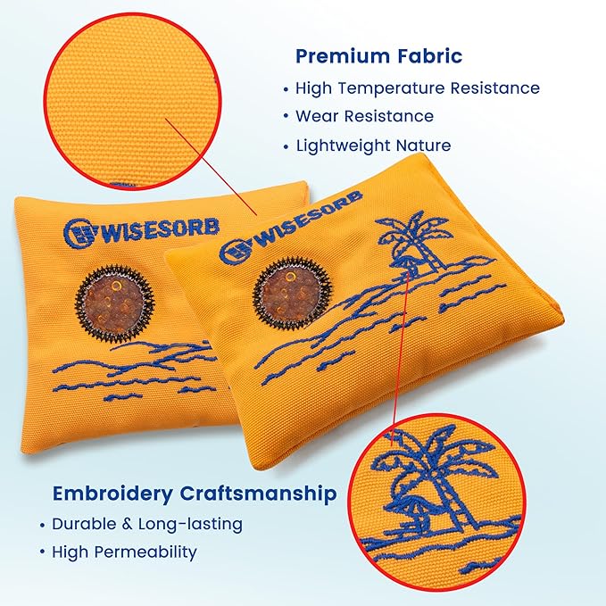 50g x 6 Packs Rechargeable Desiccant Packs, Orange Indicating Silica Gel Packets, Moisture Absorber for Storage, Seeds, 3D Filaments, Electronics, Safes, Luggage - Reusable Dehumidifier Bags