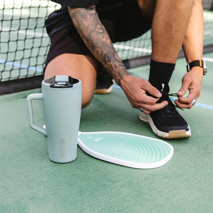 BrüMate Era Flip 30oz Tumbler with 100% Leakproof Covered Straw Lid | Hygienic Covered Straw | Insulated Stainless Steel Water Bottle with Handle | Cup Holder Friendly | BPA-Free (Primrose)