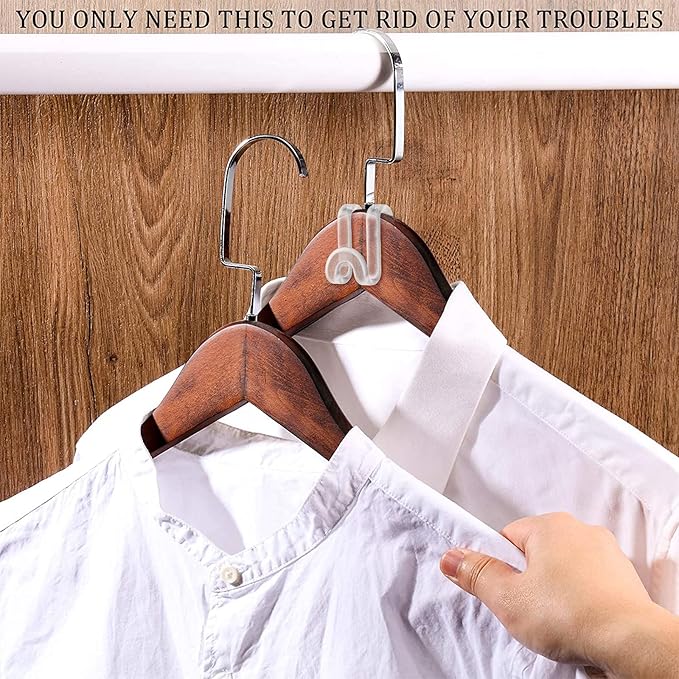 Jetec 48 Pieces Clothes Hanger Connector Hooks Extender Clips Clothes Hanger Hooks Extenders for Closet Space Saving Cascading Velvet Huggable Hangers Accessory(Clear)