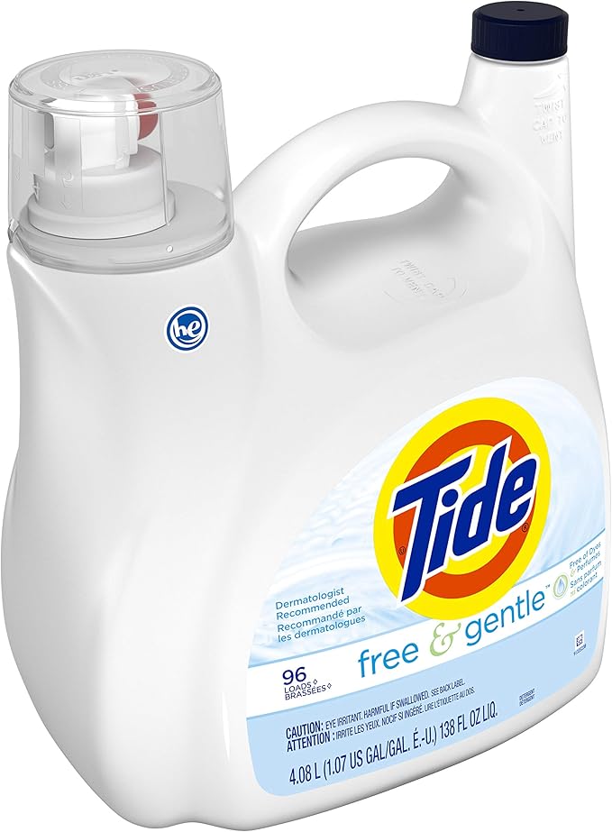 Tide Free & gentle liquid laundry detergent, 96 loads, 138 Fl Oz
