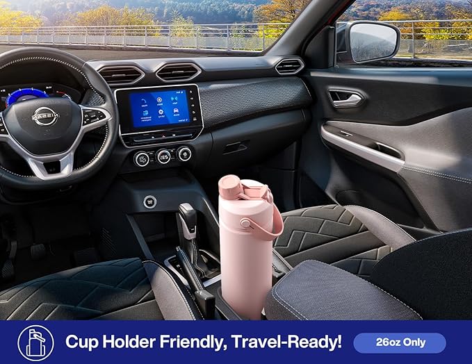 POWCAN 26 oz Insulated Water Bottle with 2-in-1 Straw and Spout Lid, Keep Cold 24H, Leak-Proof, Fits in Car Cup Holder, Stainless Steel Water Bottle for Soccer Lovers, and Sports Fans (NetBreaker USA)