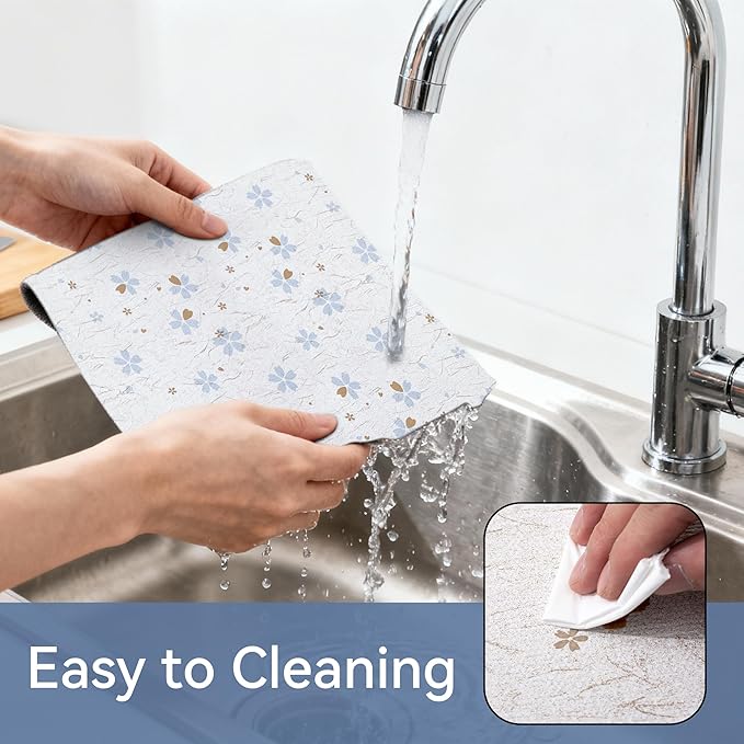 FIFTY FEET 12"x120" Non-Adhesive Shelf Liner for Kitchen Cabinets and Drawers, Washable Non-Slip PVC Cabinet Liner (White Floral)(8 Roll)