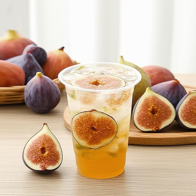 TashiBox plastic cups [24 oz 100cups],Clear Crystal disposable plastic cups,smoothie cup