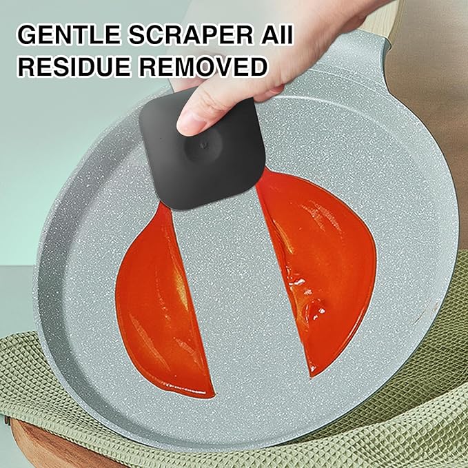 Pan Scraper 5PCS Plastic Scraper Set,Food Scraper Tool for Cast Iron, Pot and Pan Cleaning,Pans Scraper Tools for Cleaning Grease Burnt Food,Scrapers Tool Kitchen (5, Black)