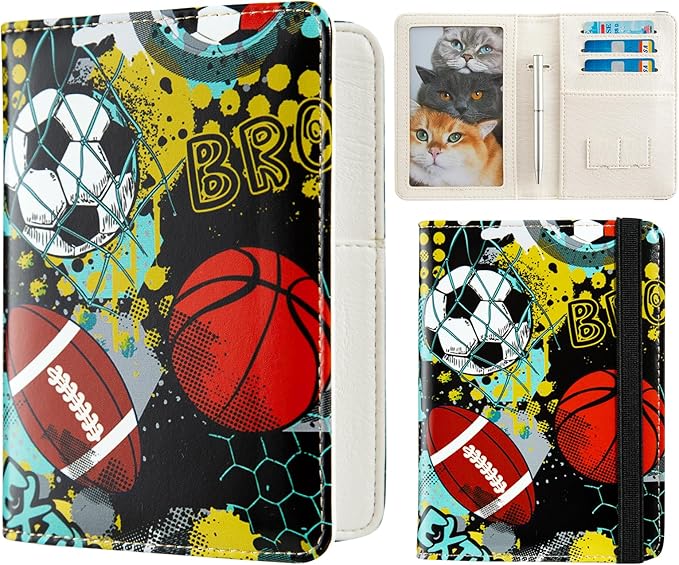 AIRMORS passport Holder,Rfid Blocking Travel Wallet Credit Card Case Cute Passport cover for Women/Men,Boys Girls Travel Essentials (Soccer)