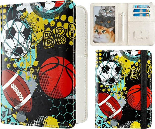 AIRMORS passport Holder,Rfid Blocking Travel Wallet Credit Card Case Cute Passport cover for Women/Men,Boys Girls Travel Essentials (Soccer)