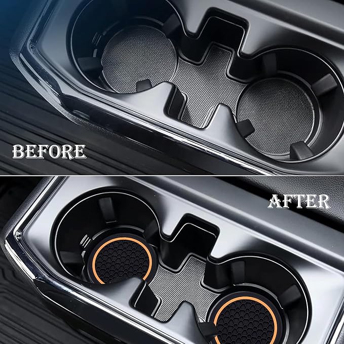 4-Piece Anti-Slip Car Cup Coaster Set – 2.75 Inch Auto Insert Drink Mats, Perfect for Coffee & Beverages – Stylish Interior Decor for Women & Girls (Black & Orange)