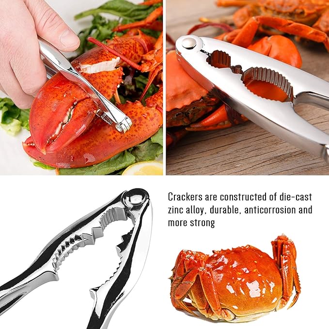 20-Pack Crab Crackers and Tools Set,Seafood Boil Party Supplies Includes 6 Crab Crackers, 6 Lobster Shellers, 6 Crab Leg Forks/Picks and 2 Seafood Scissors & Black Storage Bag - Nut Cracker Set