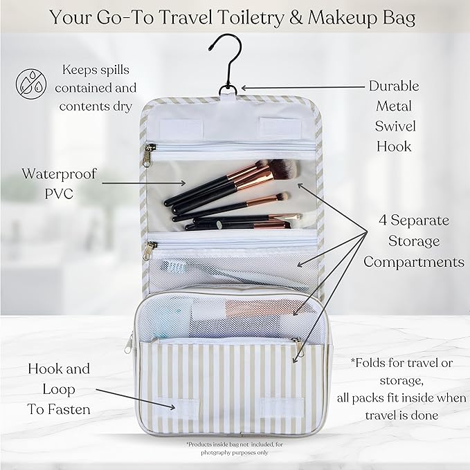 9 Set Packing Cubes - Suitcase Organizer, Cute Packing Cubes, Travel Bags Organizer for Luggage with Hanging Toiletry and Shoe Bag, Travel Essentials for Women, Men and Kids -Stripe