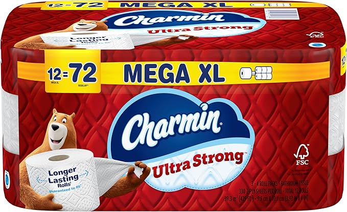 Charmin Ultra Strong Toilet Paper 12 Mega XL Rolls, 330 Sheets Per Roll