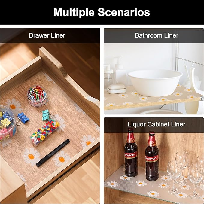 Cooyes Shelf Liner – Premium Non-Adhesive Cabinet & Drawer Liner for Kitchen – Waterproof Shelf Paper with Modern Pattern – Durable EVA Cabinet Mat – Easy to Cut (23.6" W x 118" L)