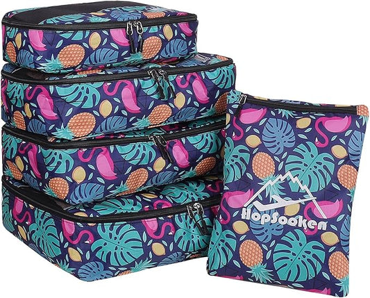 5 Set Packing Cubes for Travel Large Suitcase Luggage Organizer Bags Travel Accessories Vacation 4 Cubes 1 Laundry Pouch Bag