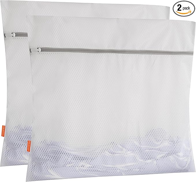 Polecasa 2Pcs 24 x 24 Inches Extra Durable 125g Diamond Mesh Laundry Bags with Sturdy Zipper for Delicates, Laundry Room Essentials for College, Dorm (2 XL-Large)