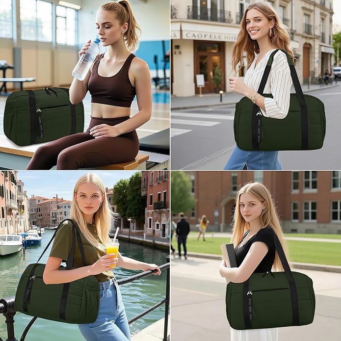 Tote Bag for Women Lightweight Quilted Puffy, Everyday Shoulder Bag Holds 15.6 Inch Laptop for Work Travel Gym