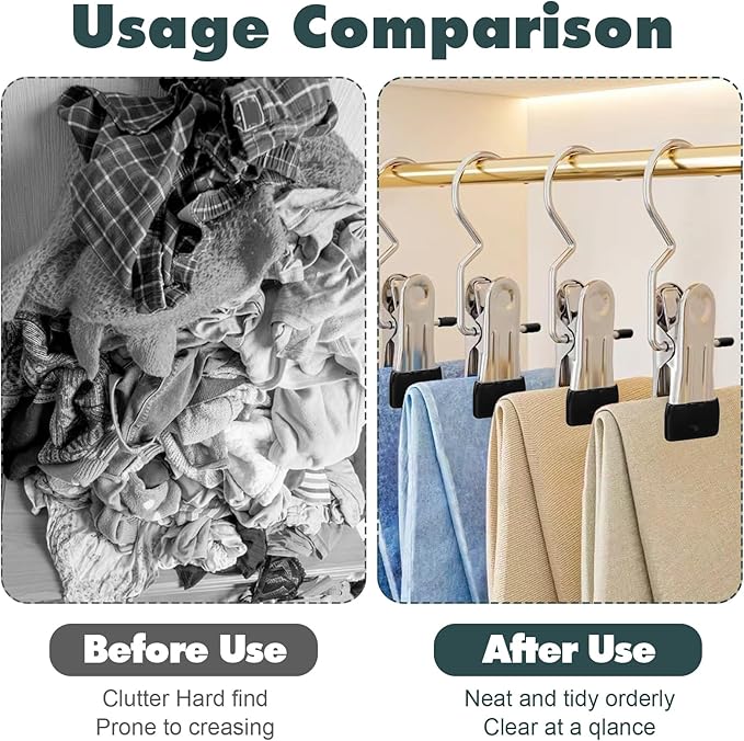 100 Pack Boot Hanger Clips Hooks, Heavy Duty Laundry Hooks with Clip, Portable Stainless Steel Clothes Pins Boot Clips for Hanging, Socks Towels Hats Pants Holder for Travel, Closet