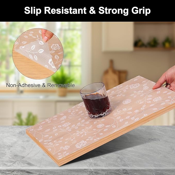 Cooyes Shelf Liner – Premium Non-Adhesive Cabinet & Drawer Liner for Kitchen – Waterproof Shelf Paper with Modern Pattern – Durable EVA Cabinet Mat – Easy to Cut （23.6" W x 118" L）