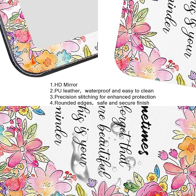 Folding Mirror Portable, Travel Makeup Compact Mirror PU Portable Adjustable Rectangular Vanity Mirror with Stand, for Travel, Camping, Home, Desk, Gifts