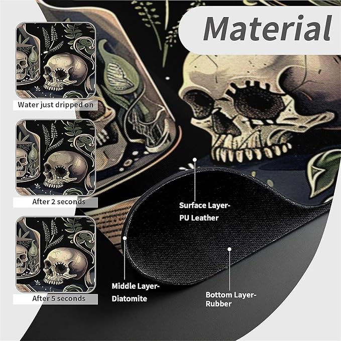 Kitchen Sink Splash Guard，Books and skulls Faucet Mat Sink Gadgets-Super Absorbent Fast Drying Mat Drip Catcher for Kitchen, Bathroom,Sink Mat, Dish Drying Mat, Bathroom(15" X 5.5" )