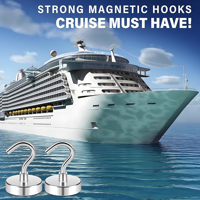 FINDMAG Magnetic Hooks for Cruise Cabins, 50lbs Magnetic Hooks for Classroom, Cruise Ship Magnets, Locker Organizer, Household Essentials, Cubicle Accessories, Camper Decor, 10 Pack, Silver