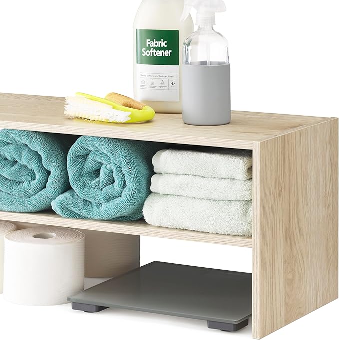 Whitmor Stackable 31" Extra Wide 2-Shelf Storage Organizer, Light Brown, 2 Pack