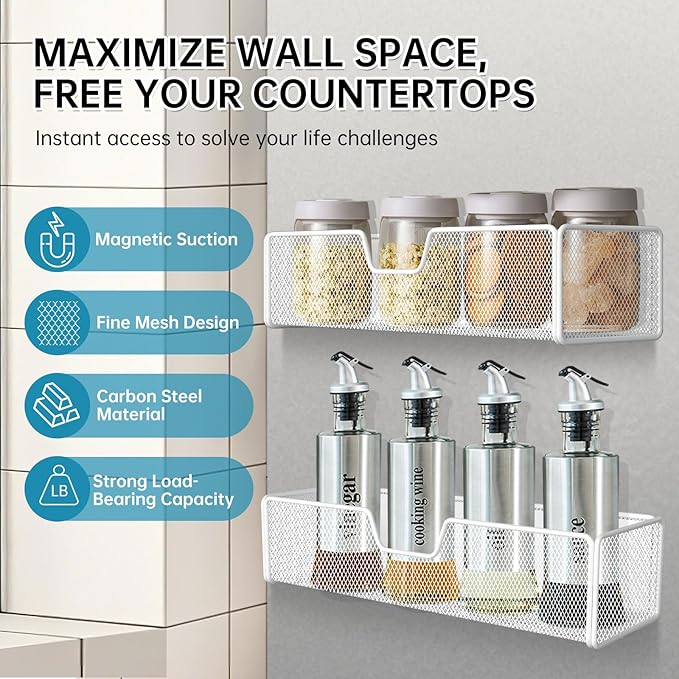 Magnetic Basket Organizer Holder for Fridge Magnetic Shelf Magnetic Storage Bin Box Containers for Refrigerator Whiteboard Classroom Magnetic Organizer