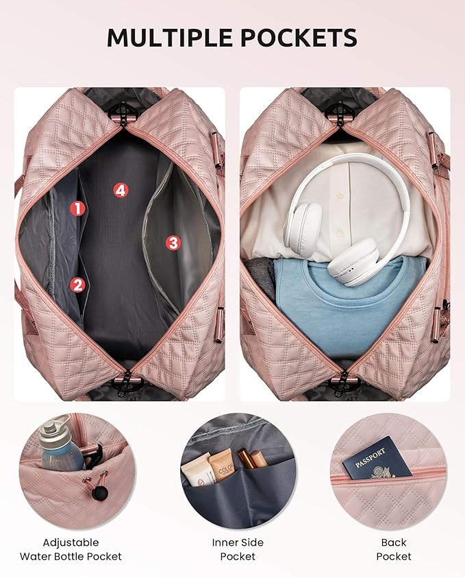 Gifts for Girls - Kids Duffle Bag with Shoe Compartment, Girls' Weekender Bag, Monogram Overnight Bag, Letter Travel Bag with Makeup Bag, Personalized Gift Idea for Women (Letter G)