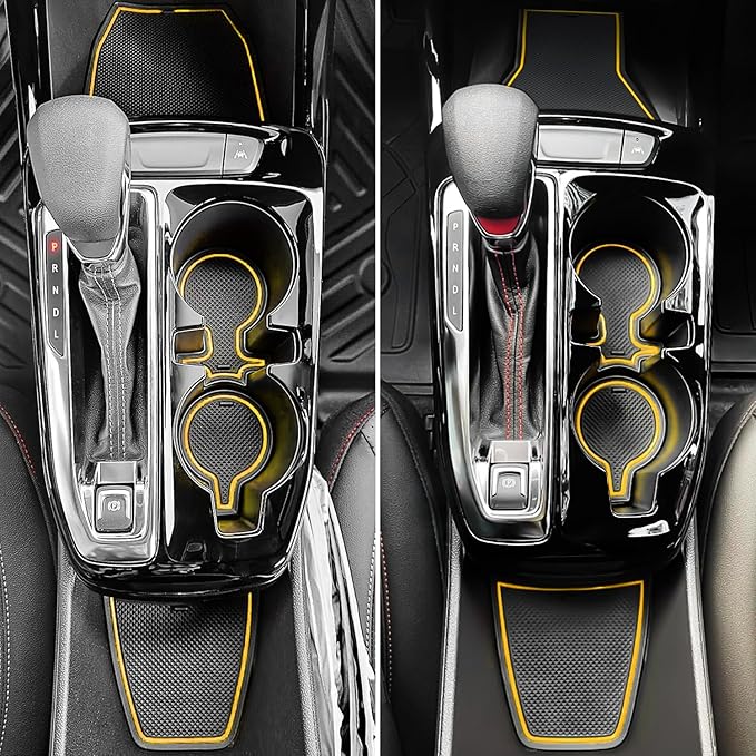 for 2024 2025 2026 Chevy Trax Accessories - for 2024 2025 2026 Chevrolet Trax (LS,1RS,LT,2RS,ACTIV) Cup Holder Inserts Door Slot Mat Compartment Center Console Liners (14 Pcs, Yellow Trim)