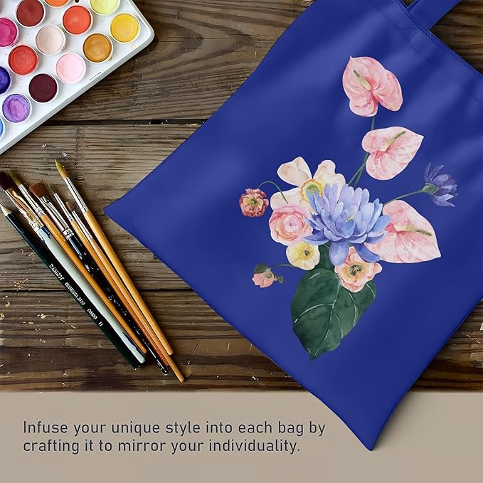 1 Pack Available Premium Canvas Reusable Tote Gift Bags,Made of Natural Canvas with Handle,Work,DIY,Shopping(Navy Blue)