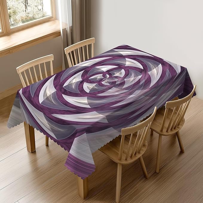 VIMPEYDON Fractal Table Cloth for Dining Tables, Reusable Sphere Blooming Flower Rose Like Colored Image Different Details Tablecloths Decor Rectangle Table Cover for Kitchen,Holiday,Party, 54x72Inch