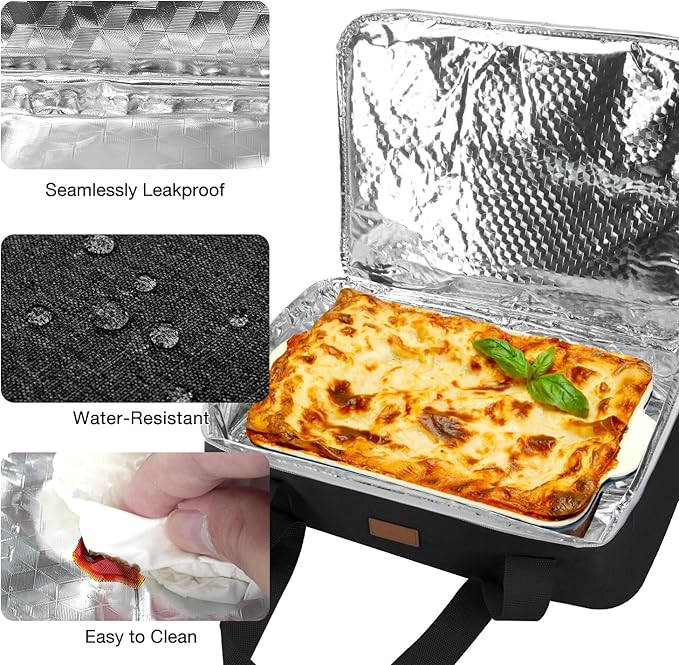 Vuudh Expandable Casserole Carrier Bag - Double Decker Food Bag, Insulated Casserole Carrier for Hot or Cold Food, Lasagna Holder Tote for Picnics,Beaches,Traveling or Gifts