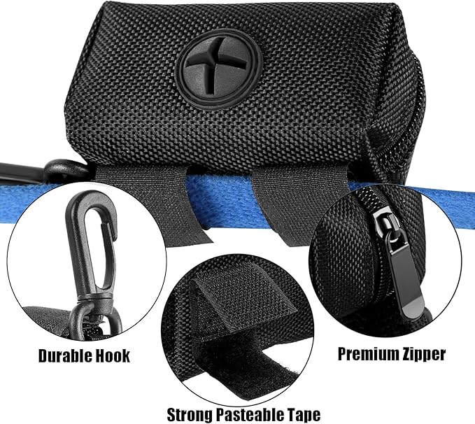 Hilihali Dog Poop Bag Holder for Leash Attachment Dog Poop Bag Dispenser Dog Waste Bag Dispensers Dog Poop Bag Holders Fit Dog Leash Accessory With Hand Free Holder Carriers, Black