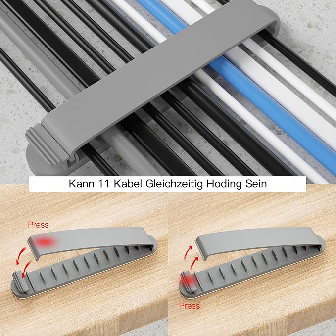 Pzoz Cable Clips, 3 Pack Cord Organizer Charger Cable Management for Organizing Home Office Desk Phone Car Cable Wire, Self-Adhesive Cord Holders (Gray)
