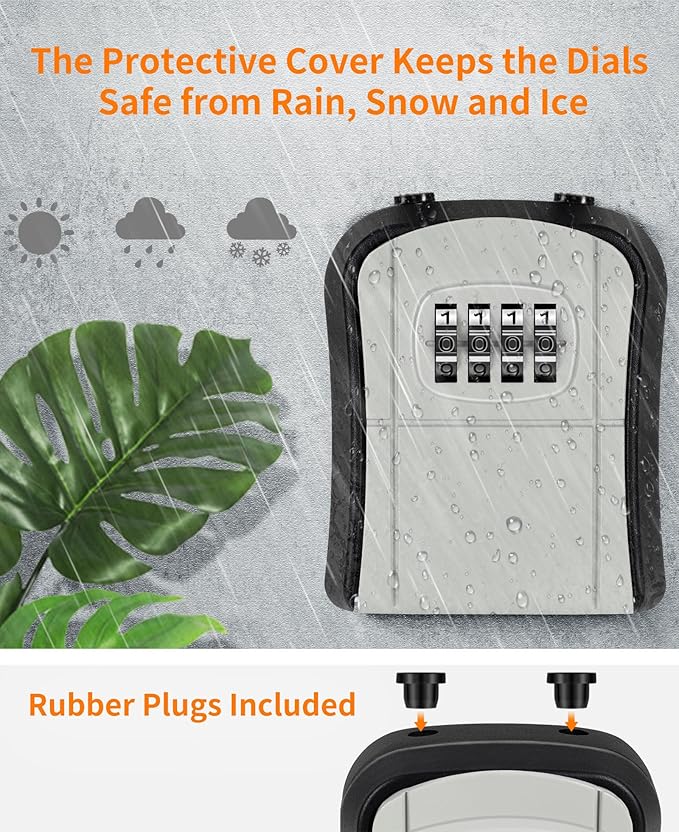 Portable Key Lock Box,Key Holder Safe Security Lock Box for Indoor, Outdoor, Garage, Garden, Store (2, Grey)