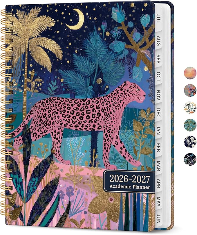 Planner 2026-2027, Academic Year Weekly and Monthly Calender Planner, from Jul 2026 - Jun 2027, Spiral Bound School Planning Book, Perfect for Teacher, Student, Women & Men, A4 (8.5" x 11"), Midnight Jungle