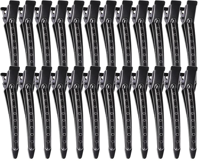YGDZ Duck Billed Clips, 30pcs 3.5 inch Metal Alligator Hair Clips with Holes, Hair Clips for Styling Sectioning, Hair Coloring, Pin Curl Clips for Hair Roller, Black