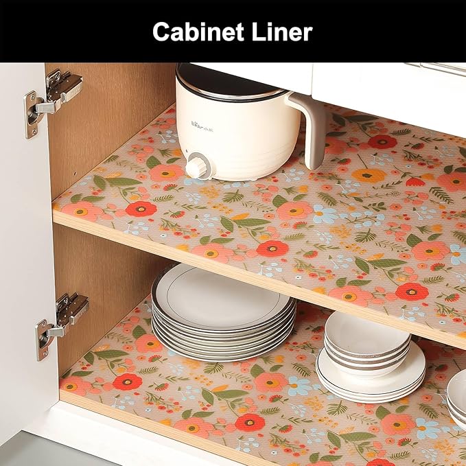 Cooyes Shelf Liner – Premium Non-Adhesive Cabinet & Drawer Liner for Kitchen – Waterproof Shelf Paper with Modern Pattern – Durable EVA Cabinet Mat – Easy to Cut (11.8" W x 236" L)