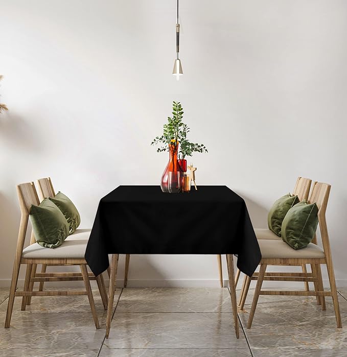 Utopia Kitchen Rectangle Table Cloth 2 Pack (60x120 Inches, Black), Machine Washable Polyester Table Cover for Dining, Buffet Parties, Picnics, Events, Weddings and Restaurants