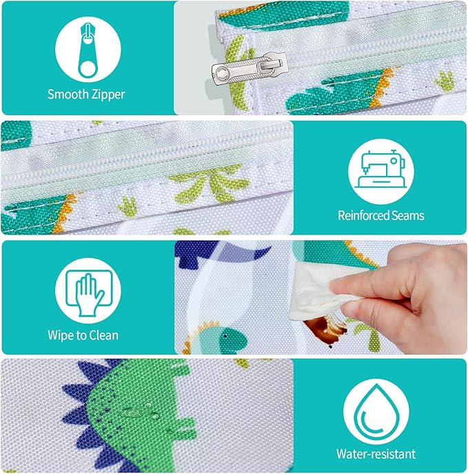 TSA Approved Toiletry Bag, Set of 3 Clear Travel Toiletry Bag Quart Size Zipper Travel Pouch, Waterproof Makeup Cosmetic Bag for Women Men Kids Toiletries Carry on, Dinosaur Large