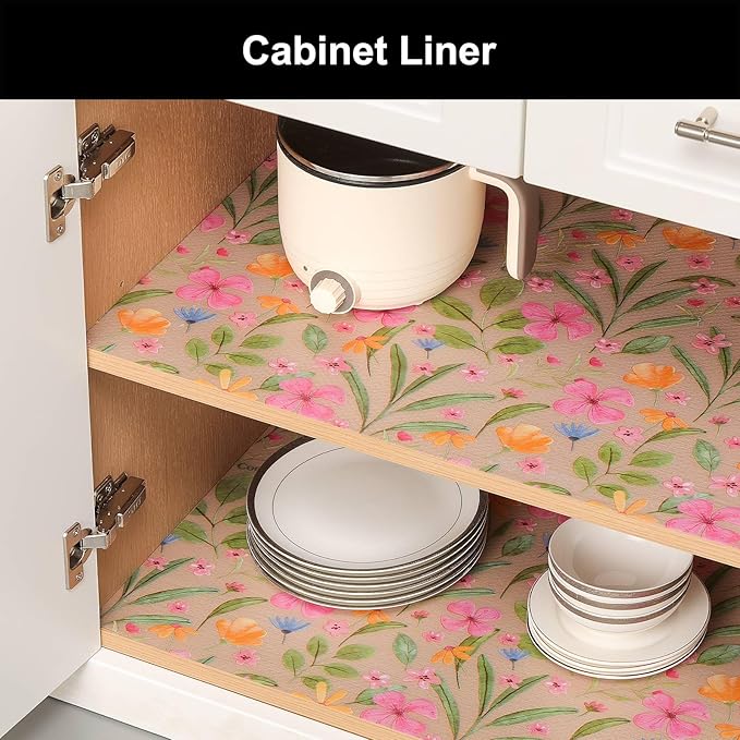 Cooyes Shelf Liner – Premium Non-Adhesive Cabinet & Drawer Liner for Kitchen – Waterproof Shelf Paper with Modern Pattern – Durable EVA Cabinet Mat – Easy to Cut （17.5" W x 197" L）