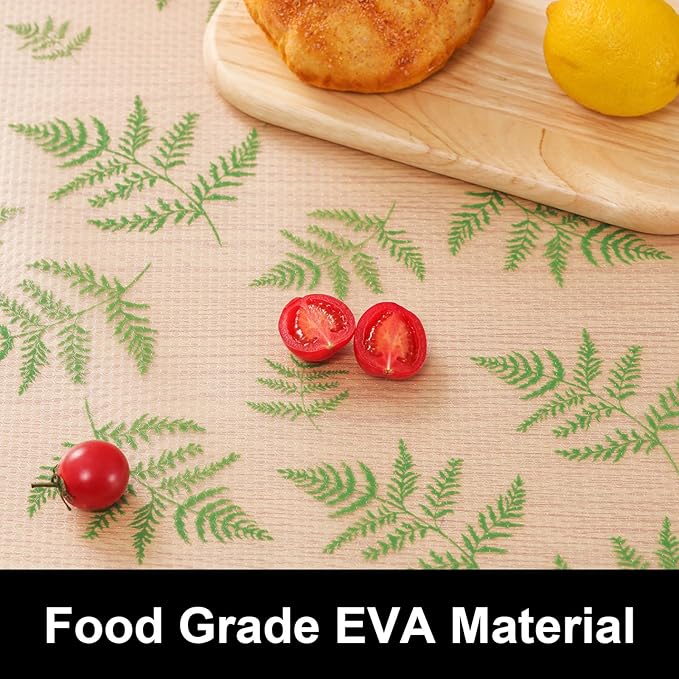 Cooyes Shelf Liners for Kitchen Cabinets, Waterproof and Oil-Proof Kitchen Cupboard Liner, Refrigerator Liners and Plastic Drawer Mats EVA Non Adhesive Shelves（17.5" W x 197" L）