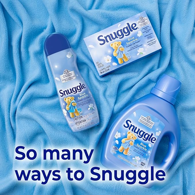 Snuggle Fabric Softener Dryer Sheets, Long-Lasting Fresh & Clean Scent, Softens Fabric, Reduces Static, Fights Wrinkles, Helps Repel Lint & Pet Hair, HE Safe, Blue Sparkle Cuddle-Up Fresh, 230 Ct