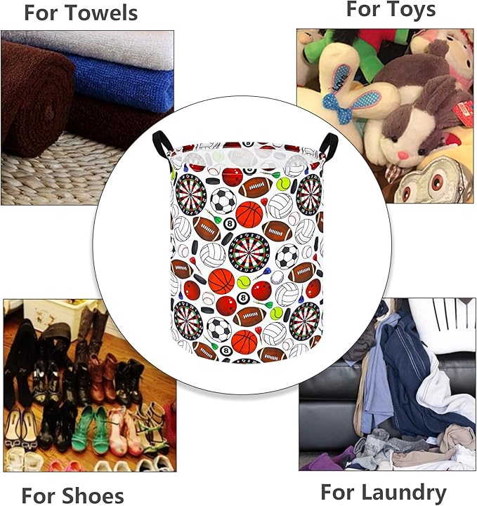 Basketball Pattern Baby Storage Basket Kids Hamper,Waterproof Nursery Bins Organizer Toy Box Laundry Basket Large Canvas for Home/Dorm/Office/Closet/Shelf/Boys Room Decorations