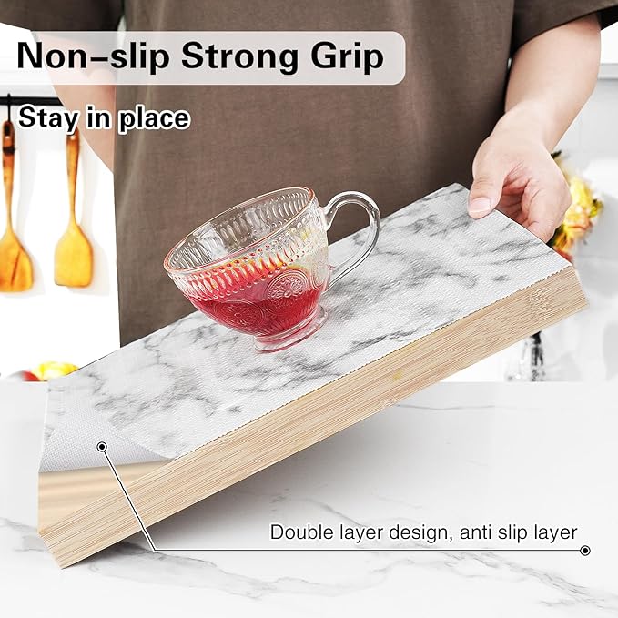 Drawer and Shelf Liner for Kitchen Cabinet, Non-Adhesive Cabinet Liner 12in x 20FT, Waterproof Shelf Paper Non-Slip Mats Cupboard Liners Contact Protect Dresser/Shelves/Table - Marble