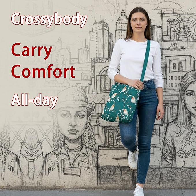 BeeGreen Black Red House Ultimate Crossbody Tote Bag - Reusable Grocery Shopping Bag - Foldable Compact Portable Lightweight Duffle Bags