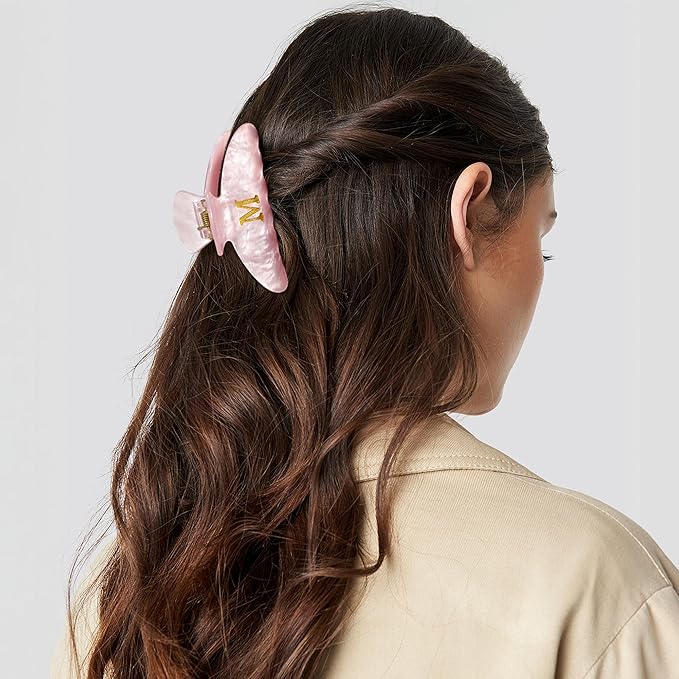 CWJCYTNSN 2 PCS Hair Claw Clips for Women Non-slip Black Pink Claw Clips for Thick Thin Hair Stylish M Hair Clips Elegant Hair Accessory Girls